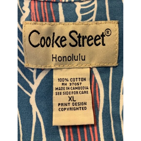Cooke Street Size XL Extra Large Button Aloha Shirt Blue Red Wave Ocean EUC - Picture 5 of 7